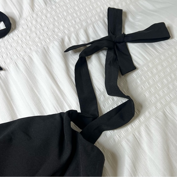 Tie Shoulder Cropped Corset Top Black - Size Small / Medium - Picture 2 of 5